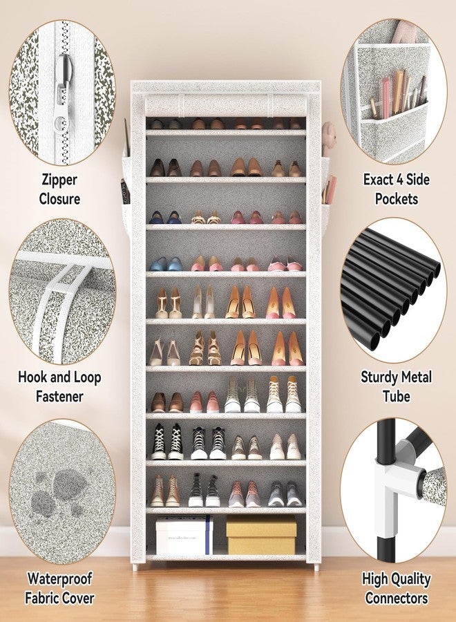 ROJASOP 10 Tier Shoe Rack with Covers Large Capacity Stackable Tall Shoe Shelf Storage for 50-55 Pairs Shoe and Boot, Sturdy Free Standing Shoe Rack Organizer for Closet, Entryway, Bedroom - Image 4